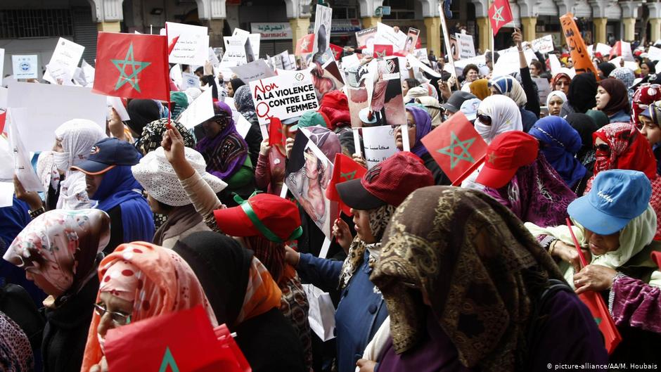 Marokkos Frauen demonstrieren gegen Gewalt gegen Frauen am Internationalen Frauentag 2018; Foto: picture-alliance/AA/M. Houbais