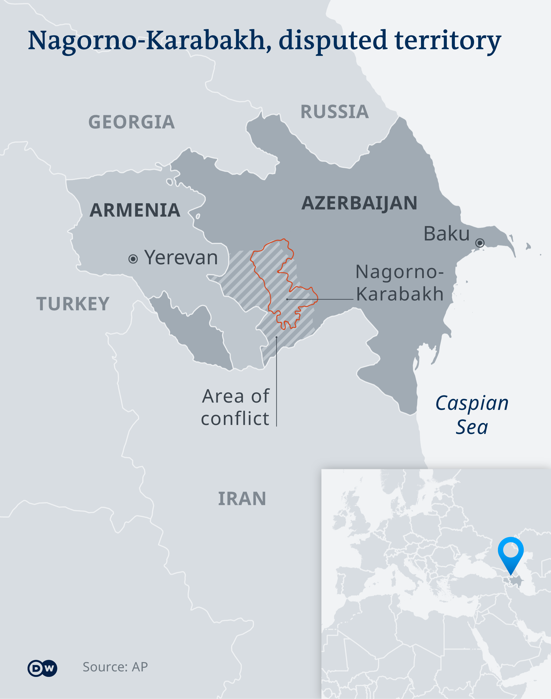 Infographic showing the disputed region of Nagorno-Karabakh (source: DW)