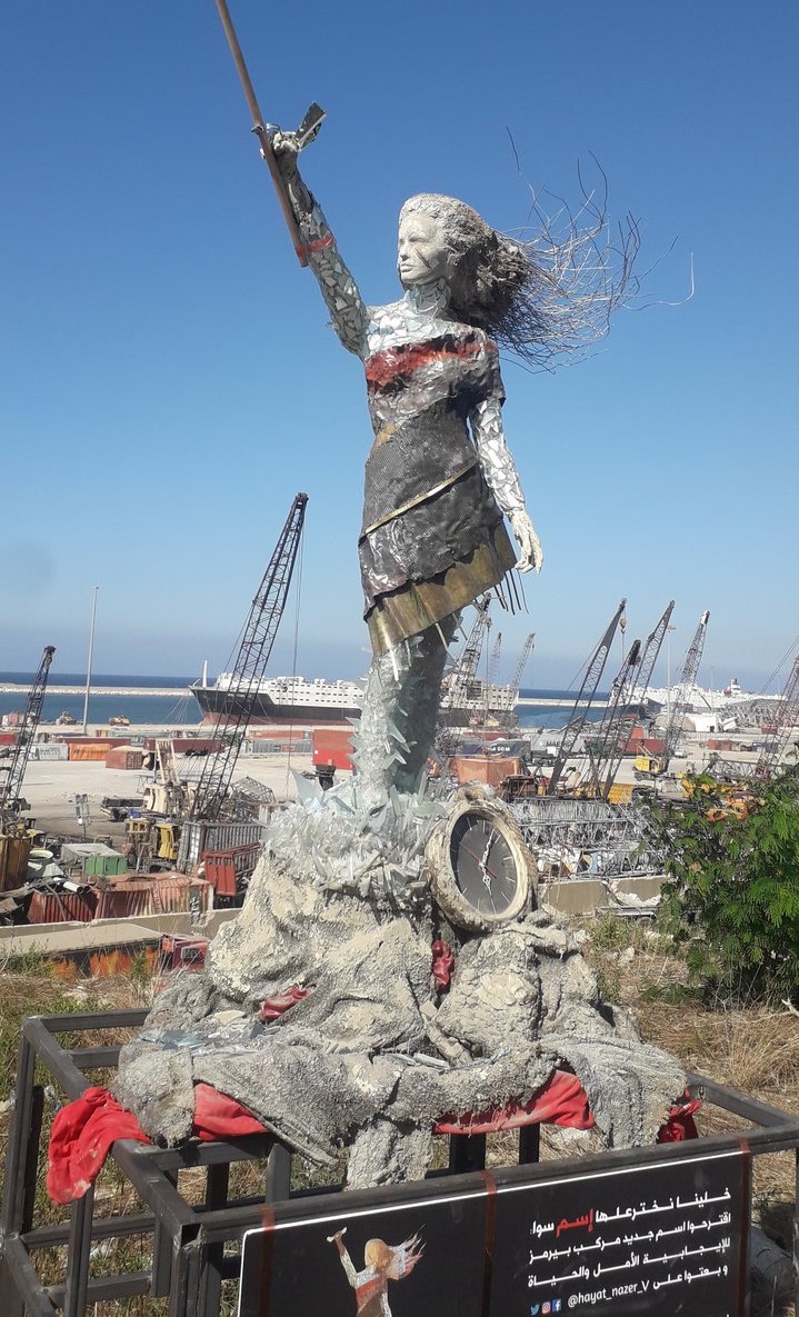 Lebanese artist Hayat Nazer created this memorial to the deadly port explosion in Beirut in August 2020 (photo: Stephen McCloskey)