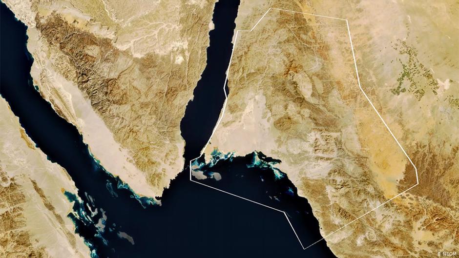 نيوم مدينة مخطط لها في شمال غرب المملكةِ العربية السعودية. ومن المُقرّرِ أن تكون نيوم -التي تغطي مساحة تساوي مساحة بلجيكا (انظر الخريطة). (photo: discoverneom.com)