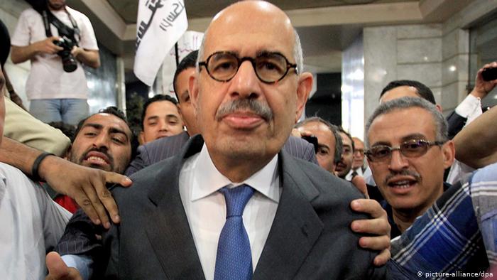 Surrounded by supporters, Mohamed ElBaradei announces a new opposition party in Egypt in 2012