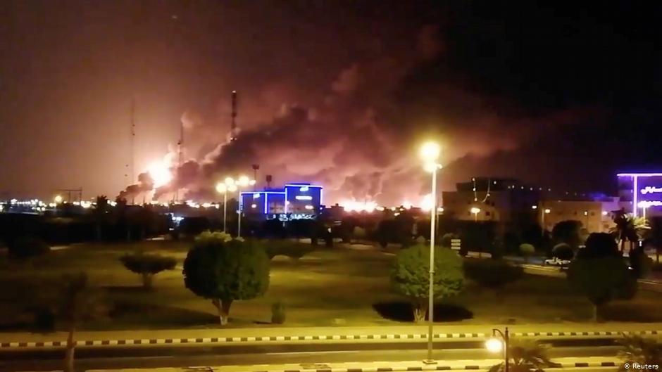 Fire at the Aramco oil facility in Abqaiq, Saudi Arabia, September 2019 (photo: Reuters)