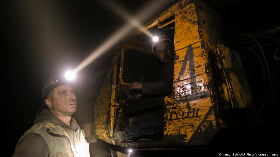 Bosnian coal miners work in an underground tunnel at a mine in Zenica, Bosnia, 29 April 2021 (photo: AP Photo/Kemal Softic)  