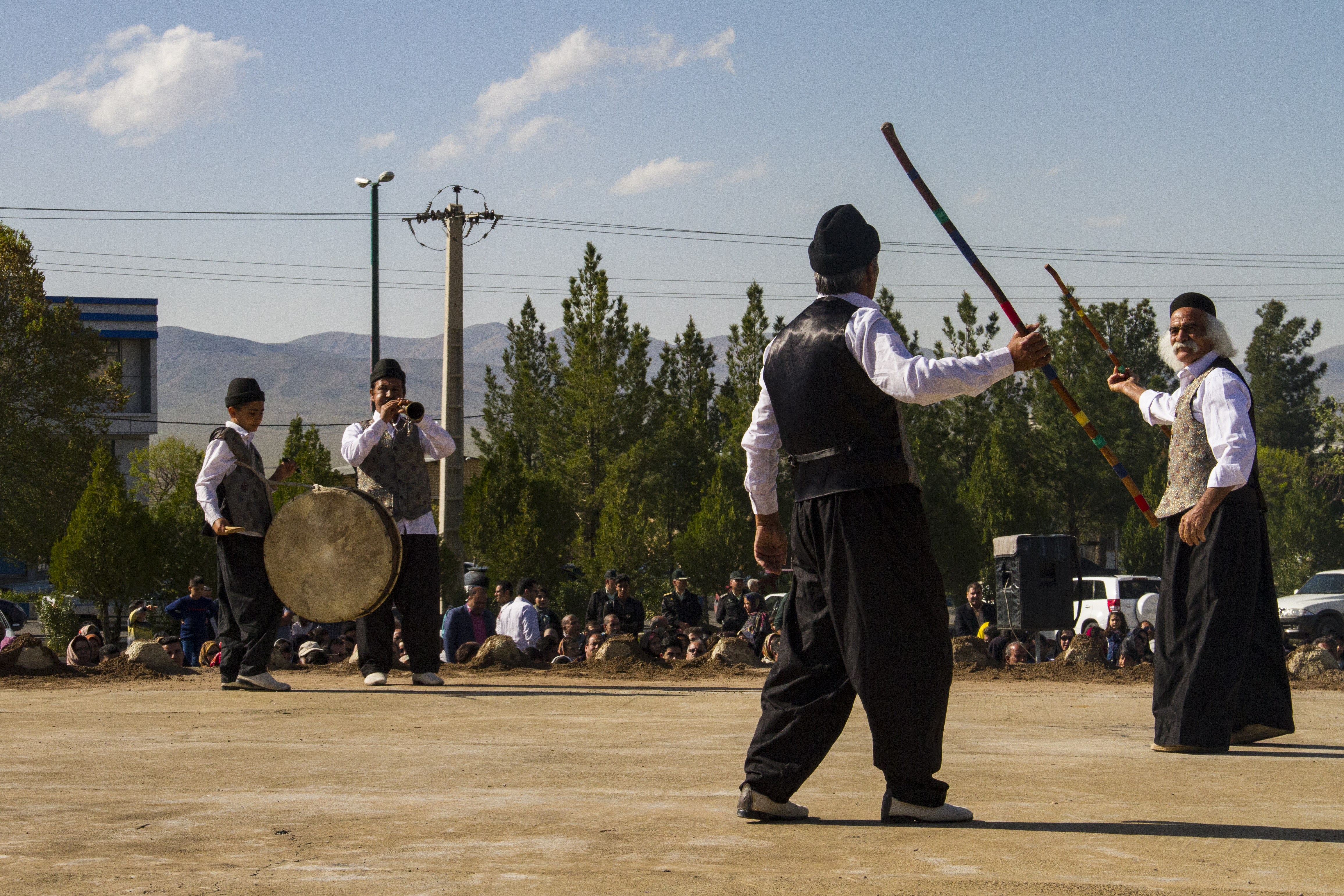 Farmers take part in the traditional Choub dance during Bilgardani (photo: Changiz M. Varzi)