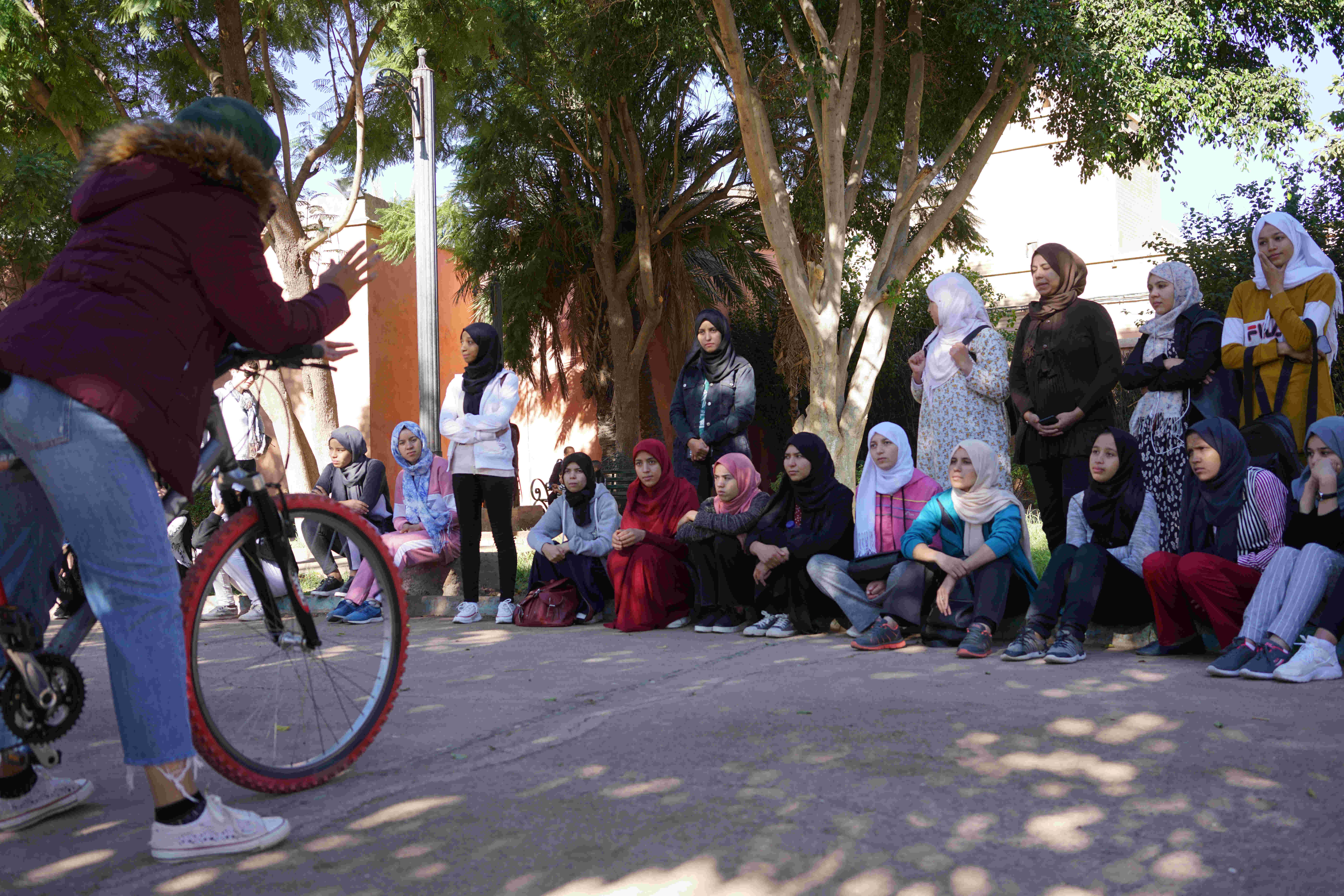 Khaoula El Haidi teaches young women to ride a bicycle, Pikala Bikes, Marrakech, Morocco (photo: Marian Brehmer)