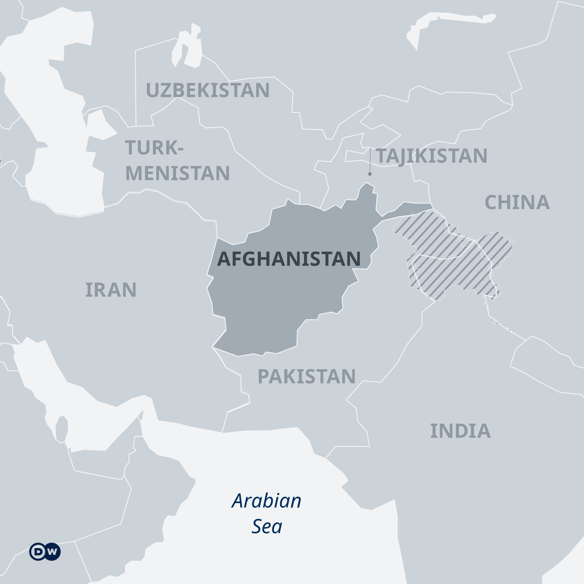 Infographic showing a map of Afghanistan and neighbouring states (source: DW)