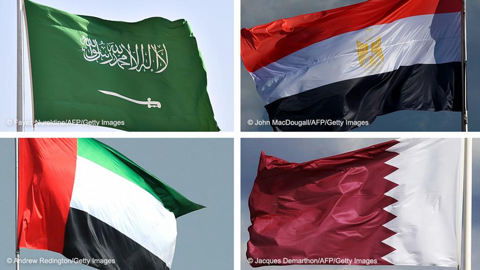 أعلام السعودية والإمارات والبحرين وقطر. Flaggen von Emirate Aepypten Bahrain Saudi Arabien Foto Getty Images