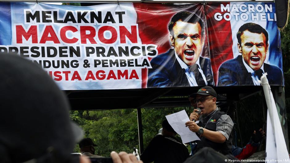 Protest gegen Macron im überwiegend muslimischen Indonesien Foto: picture-alliance/AP