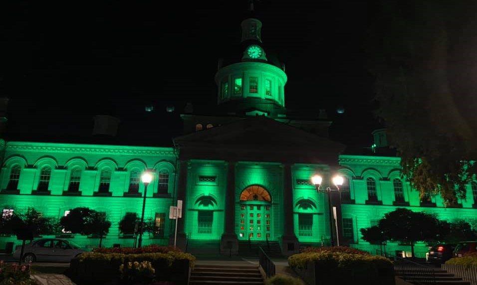 Kingston City Hall, Canada, bathed in green light to mark Islamic History Month Canada (photo: Islamic History Month Canada, Kingston)
