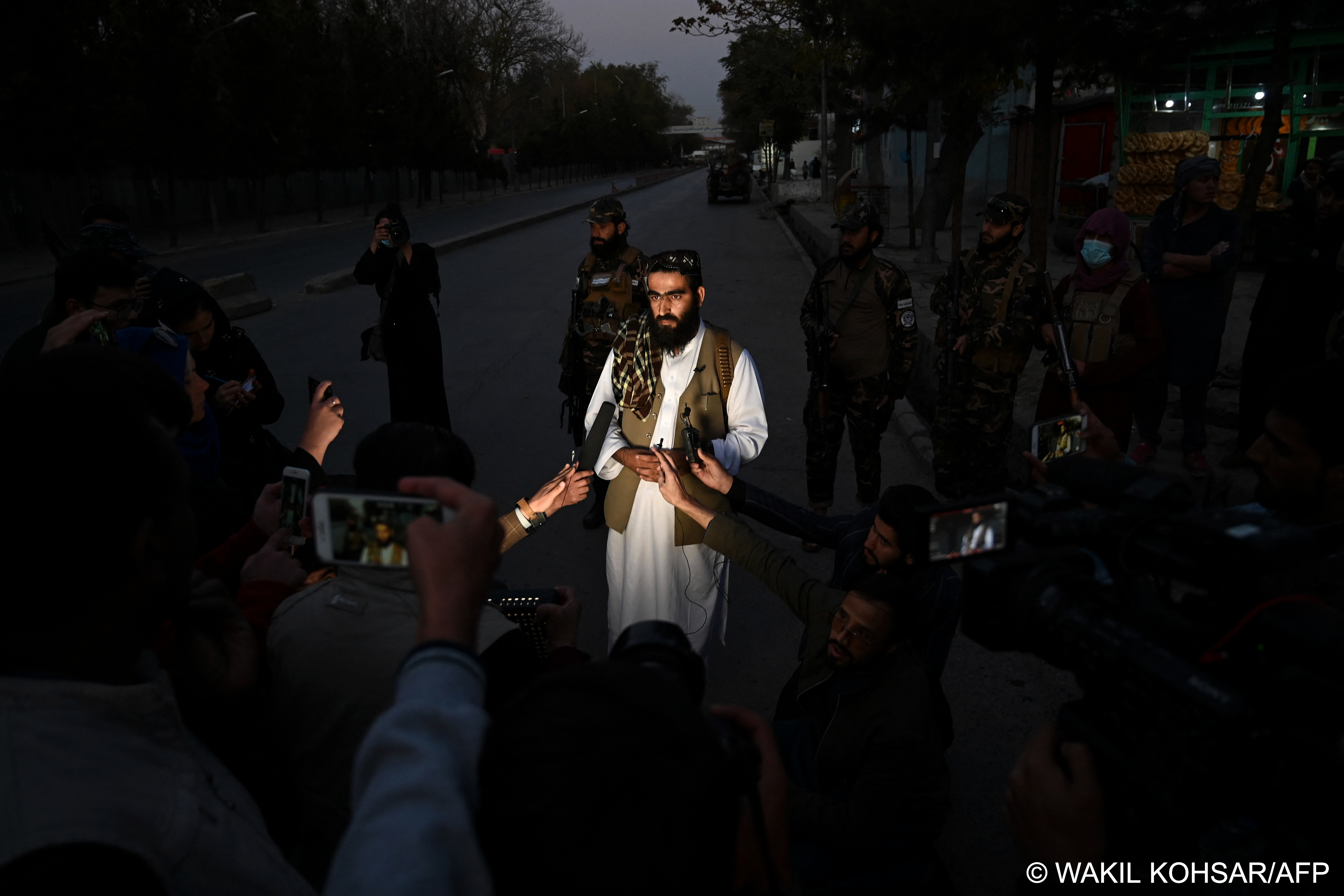 A Taliban official addresses journalists after Tuesday's deadly assault on a military hospital in Kabul (photo: Wakil Kohsar/AFP)