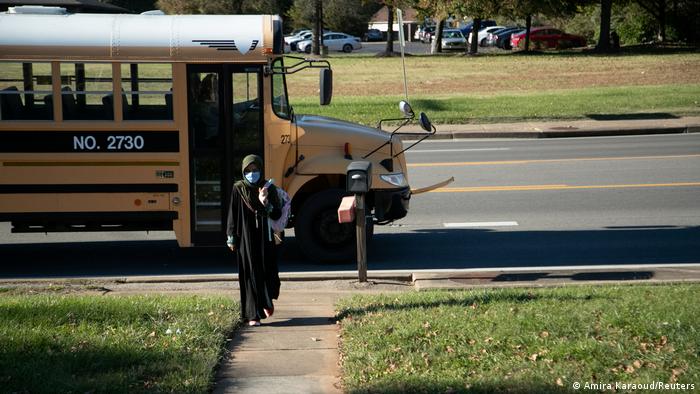 Zuleika Zardan, 15, walks from the school bus, near her home in Bowling Green, Kentucky, USA