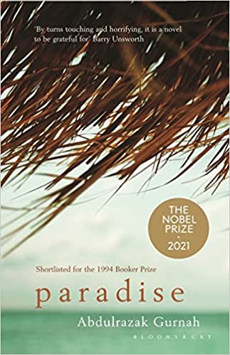 الغلاف الإنكليزي لرواية عبدالرزاق قُرنَح "الجنَّة" (بلومزبري للنَّشر) Cover of Abdulrazak Gurnah's "Paradise" (published by Bloomsbury)