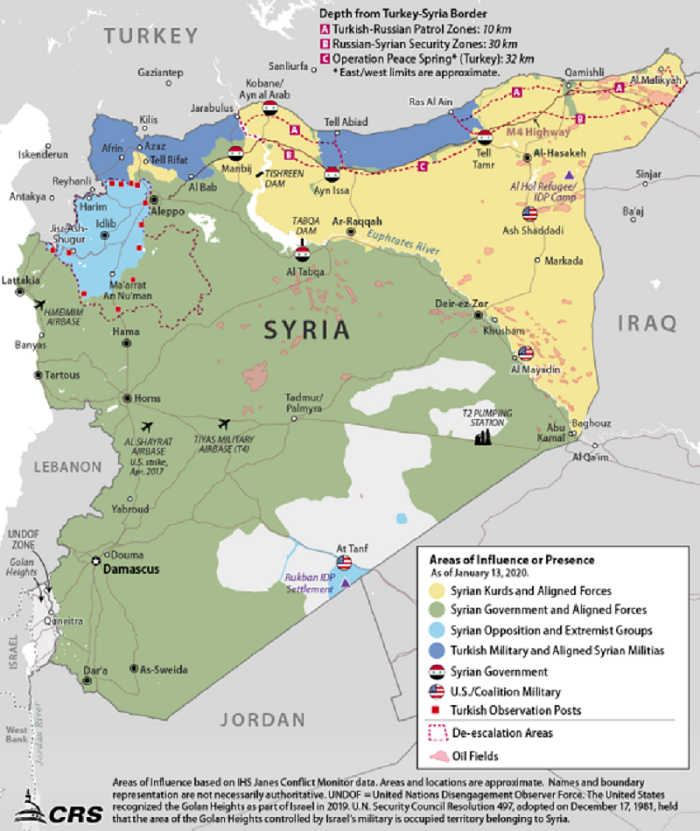 Overview of the current balance of power throughout Syria (source: Congressional Research Service; photo: CRS)