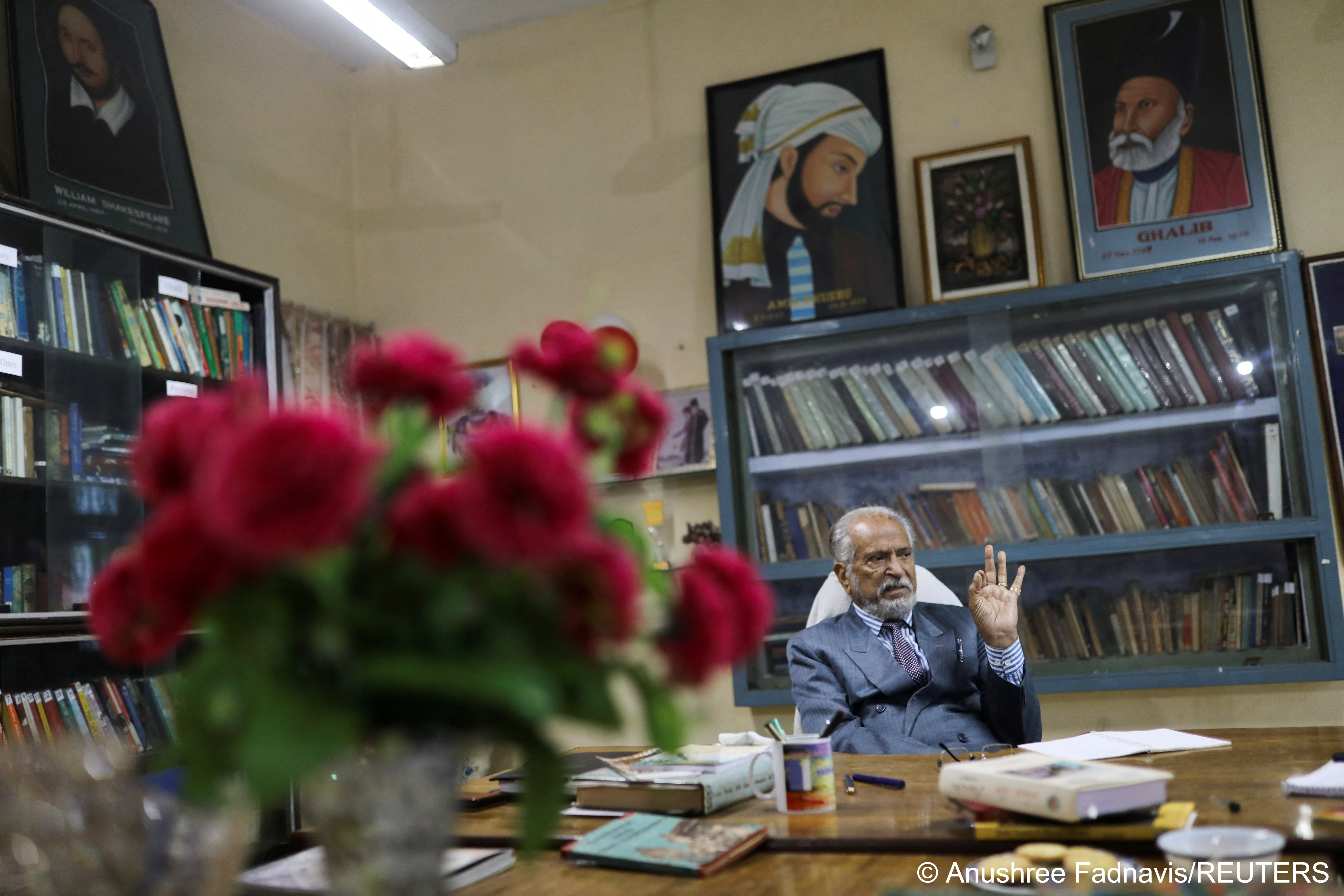 Z. Hassan, President of the trust that runs the Shahi Eidgah mosque, speaks during an interaction with Reuters at a library at his residence, in Mathura, in the northern state of Uttar Pradesh, India, 24 January 2022 (photo: Reuters/Anushree Fadnavis)