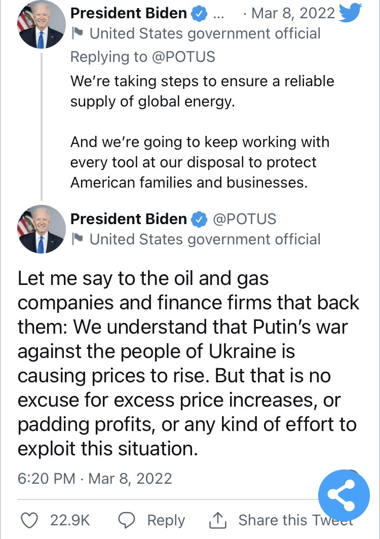  تغريدة الرئيس الأمريكي بايدن حول العقوبات الأمريكية على روسيا. Biden Tweet zu Russland Ukraine Quelle Twitter