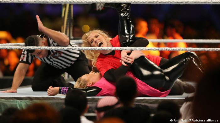 Fight between wrestlers Lacey Evans and Natalya Neidhart in Riyadh