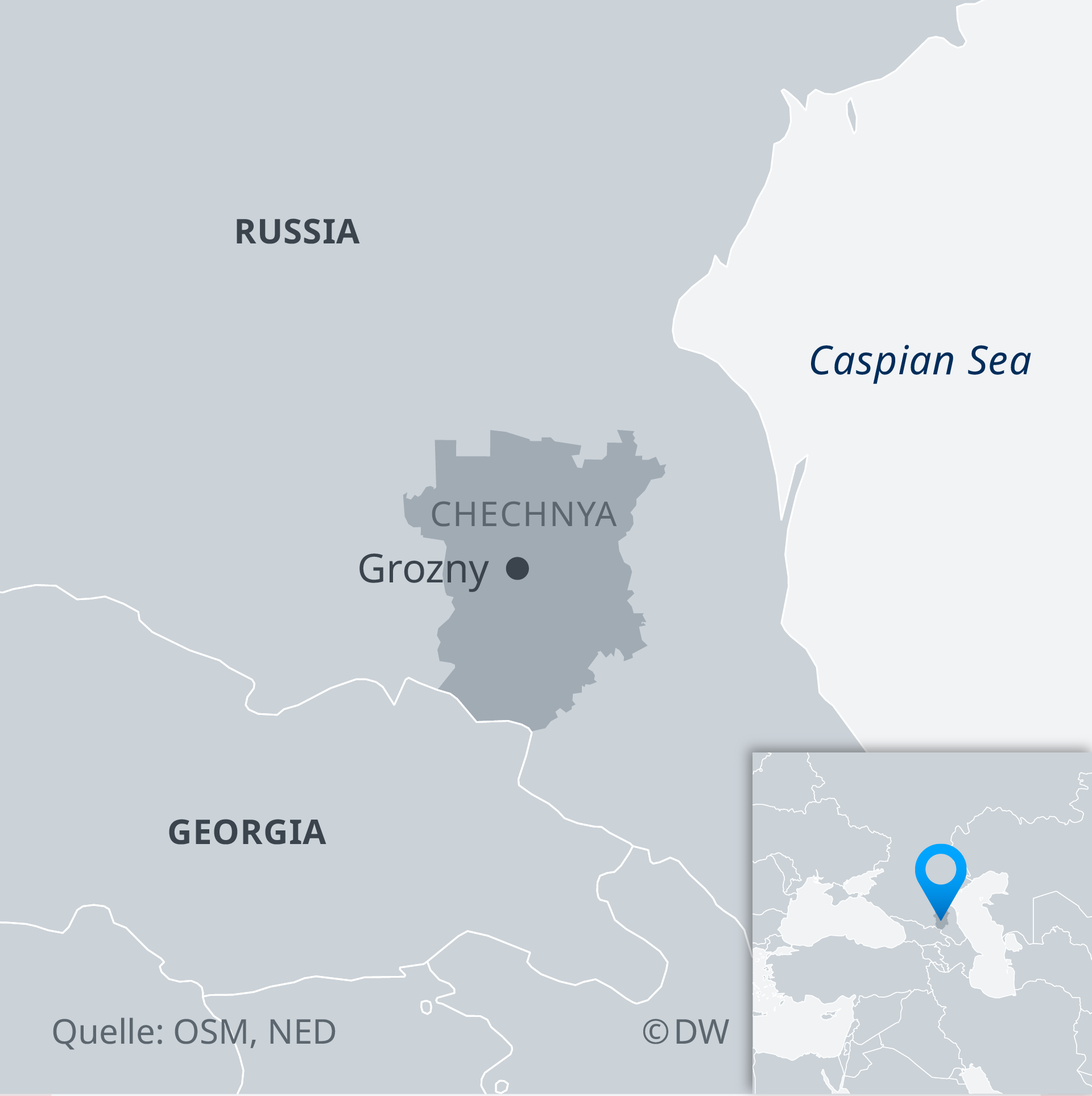 Infographic showing Chechnya and its capital Grozny (source: DW)