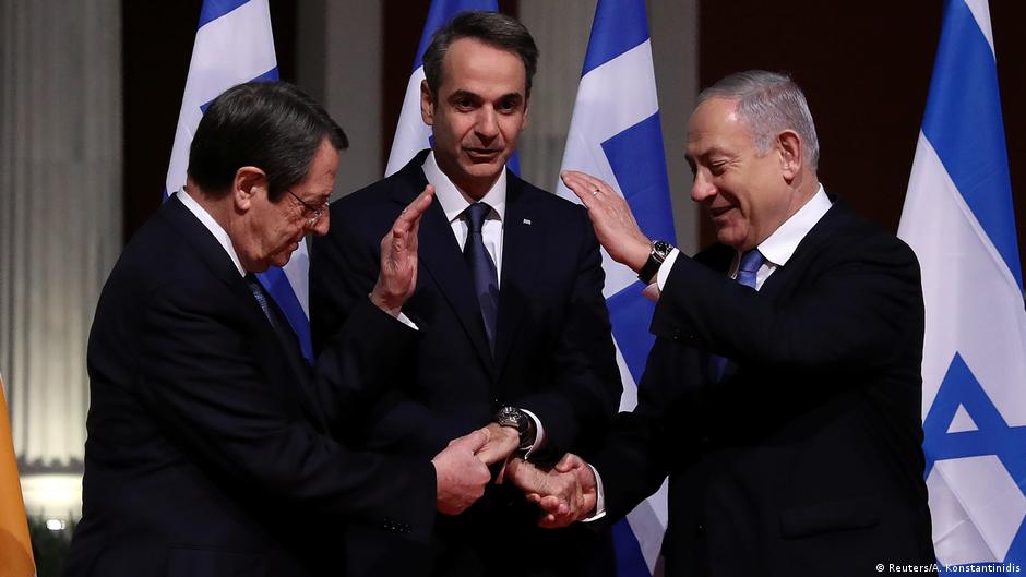 From left: Cyprus' leader Anastasiades, Greek Prime Minister Mitsostakis and Israel's head of government Netanyahu (photo: Reuters/A.Konstantinidis)
