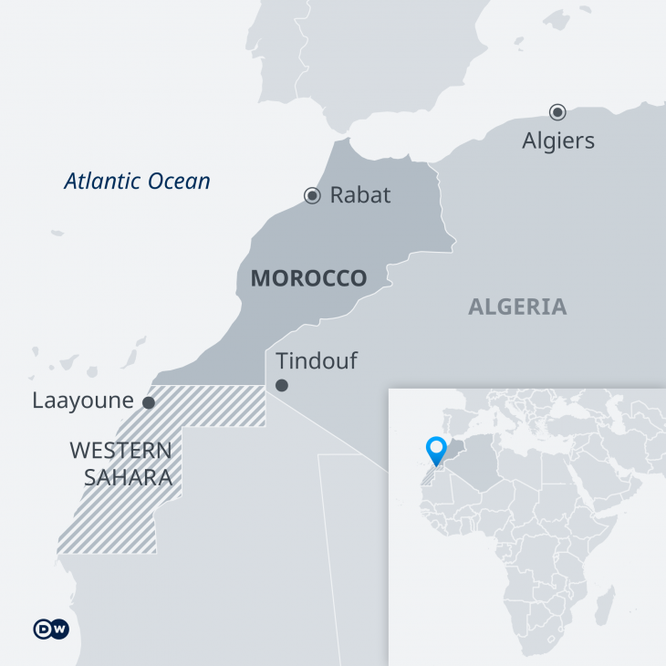 Map showing the disputed Western Sahara (source: DW) 
