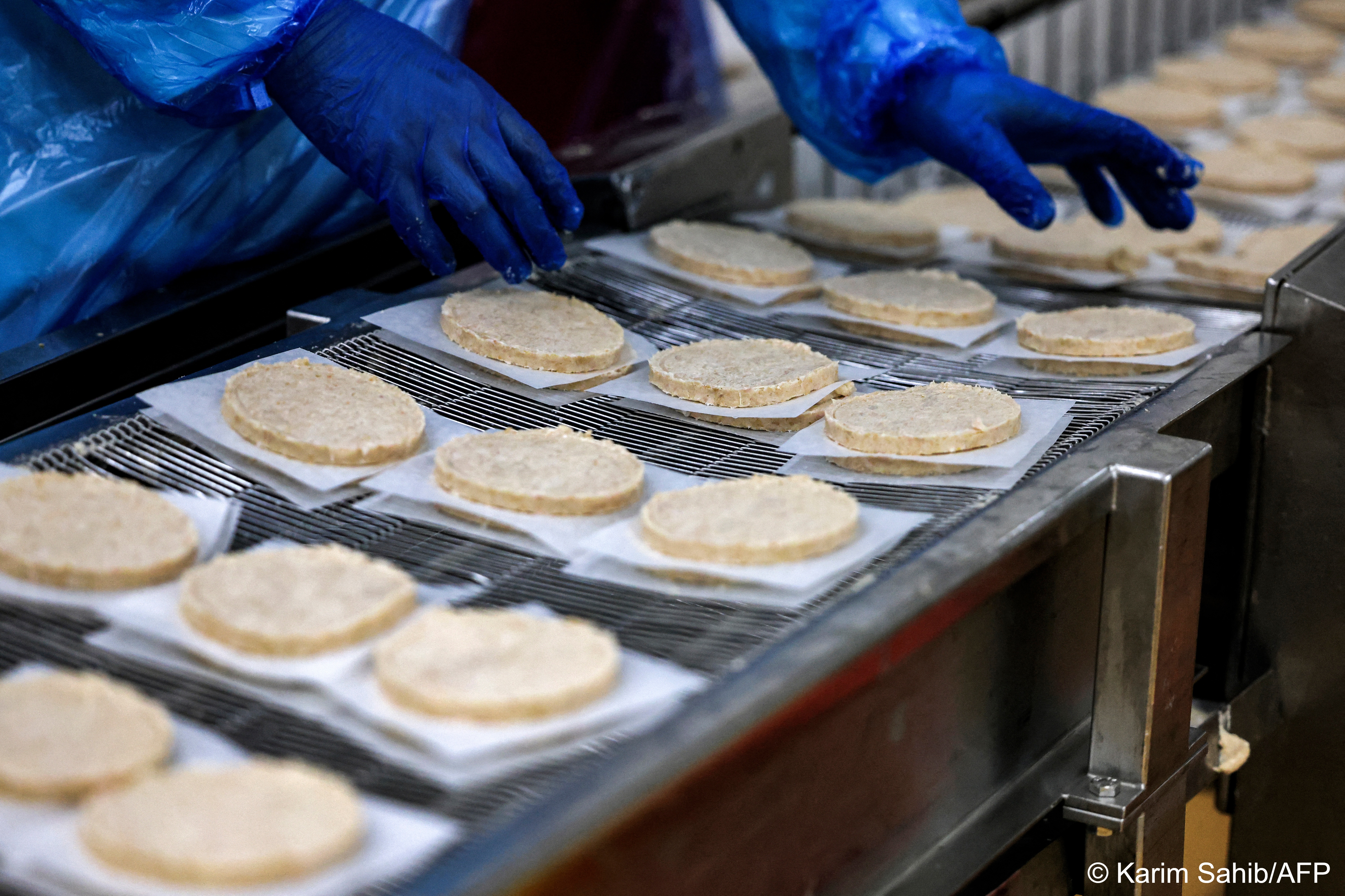Salicornia plant-based burger patties are produced at a food processing plant in the Gulf emirate of Sharjah (photo: Karim SAHIB/AFP) 