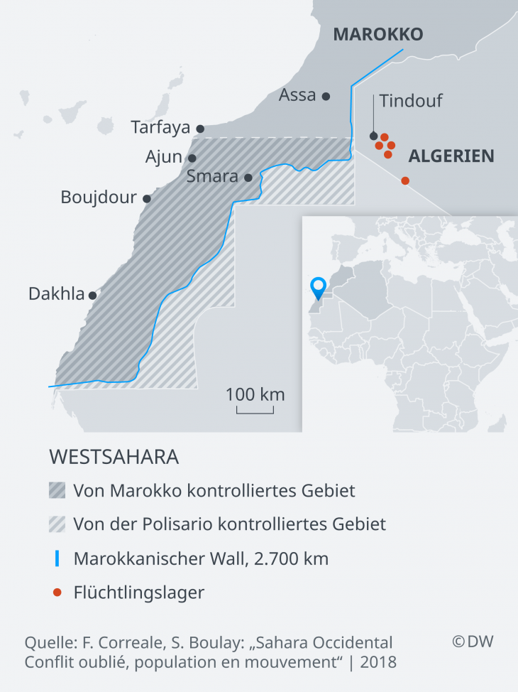 Westsahara Karte. Foto: DW