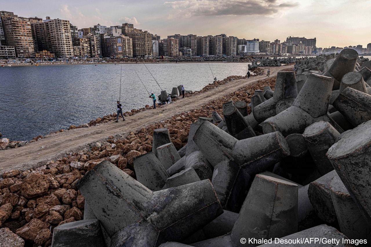 Holding back the tide: Egypt's second city Alexandria is building barriers to save it from rising sea-levels.