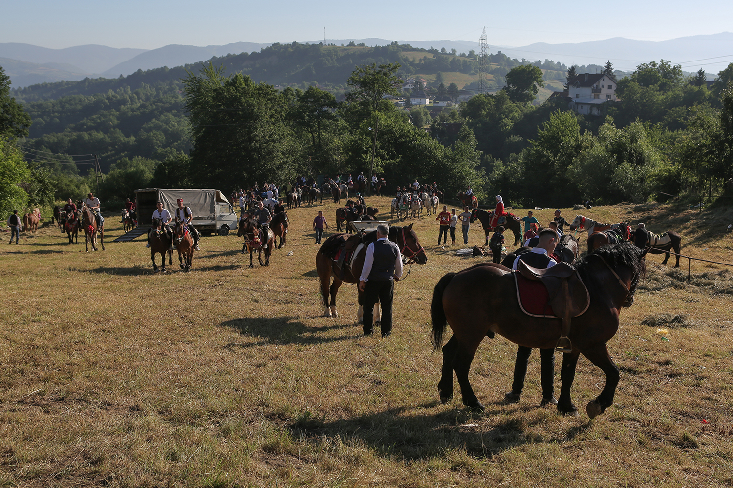 Horses in the field are prepared for the grand procession (photo: Konstantin Novakovic)