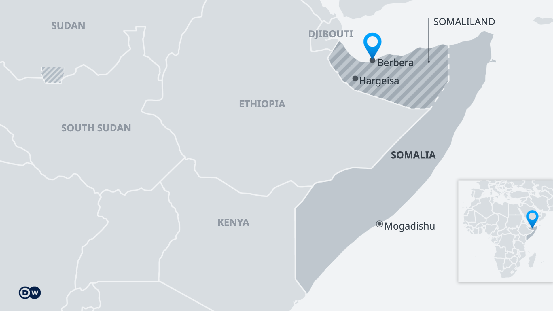 Map showing the location of Somaliland and the Port of Berbera in the Horn of Africa (source: DW)