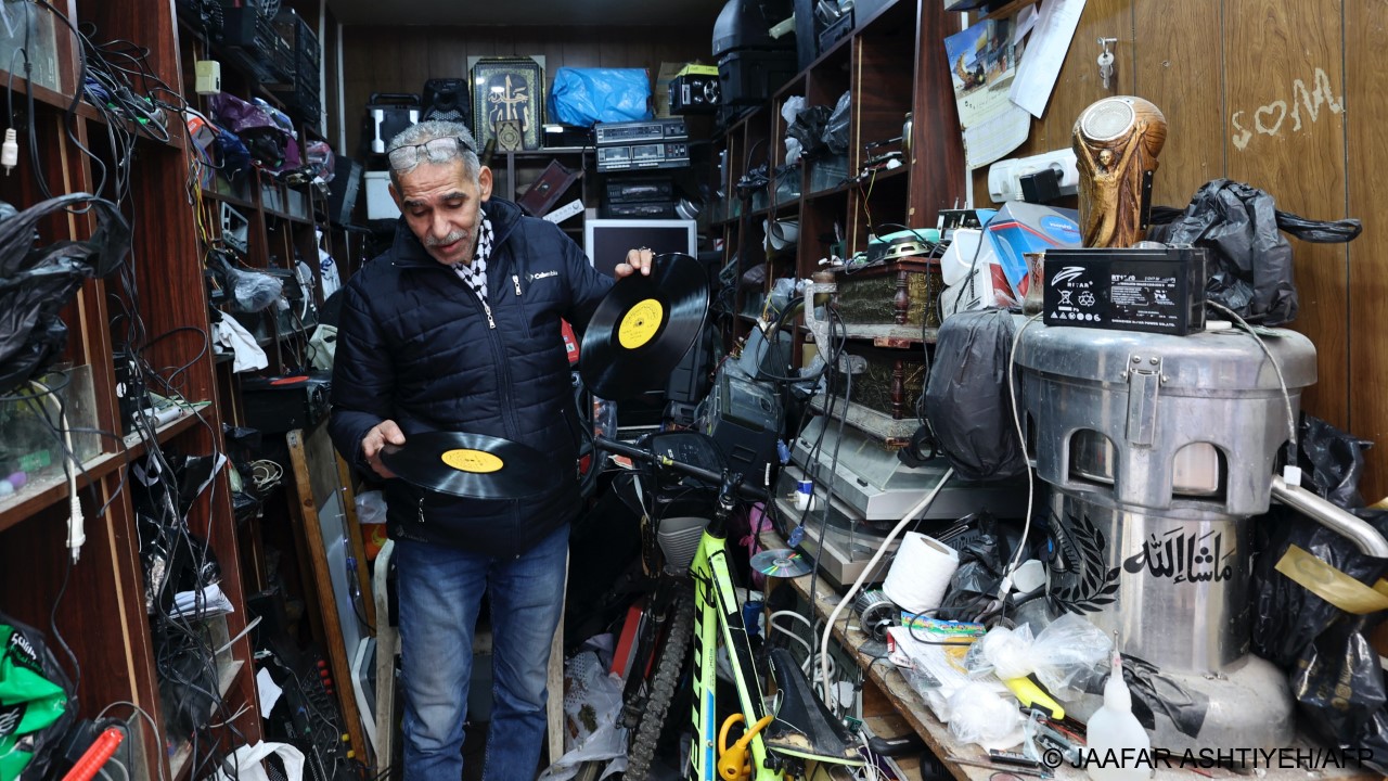 Hemmou began learning how to repair record players when he was 17, listening to the great Arab artists of the time as he worked (image: JAAFAR ASHTIYEH / AFP)