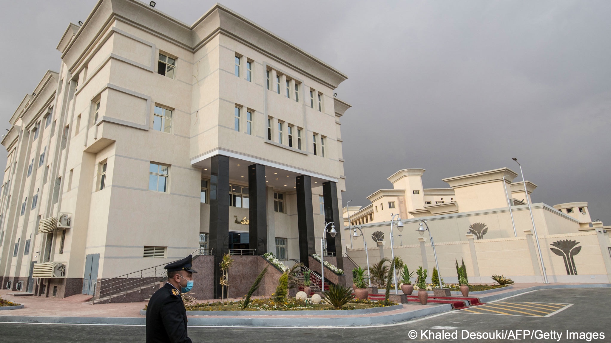 A picture taken on 16 January 2022 shows the new courthouse at the Correctional and Rehabilitation Centre in Badr city, 65 kms east of the Egyptian capital Cairo, during a government-guided tour for the media (image: Khaled DESOUKI/AFP)