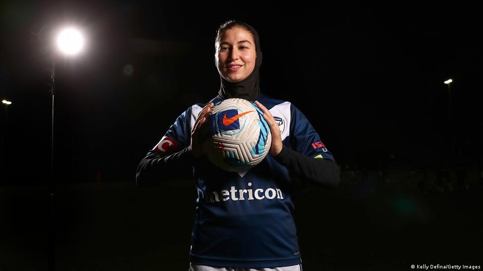 Fatima Mursal Sadat of the Melbourne Victory Afghan Women's Team poses for an official photo (image: Kelly Defina/Getty Images)