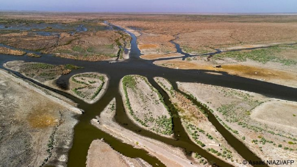 Ein Luftbild der ausgetrockneten Sümpfe von Chibayish, Gouvernement Dhi Qar, Südirak (Foto: Asaad Niazi/AFP)