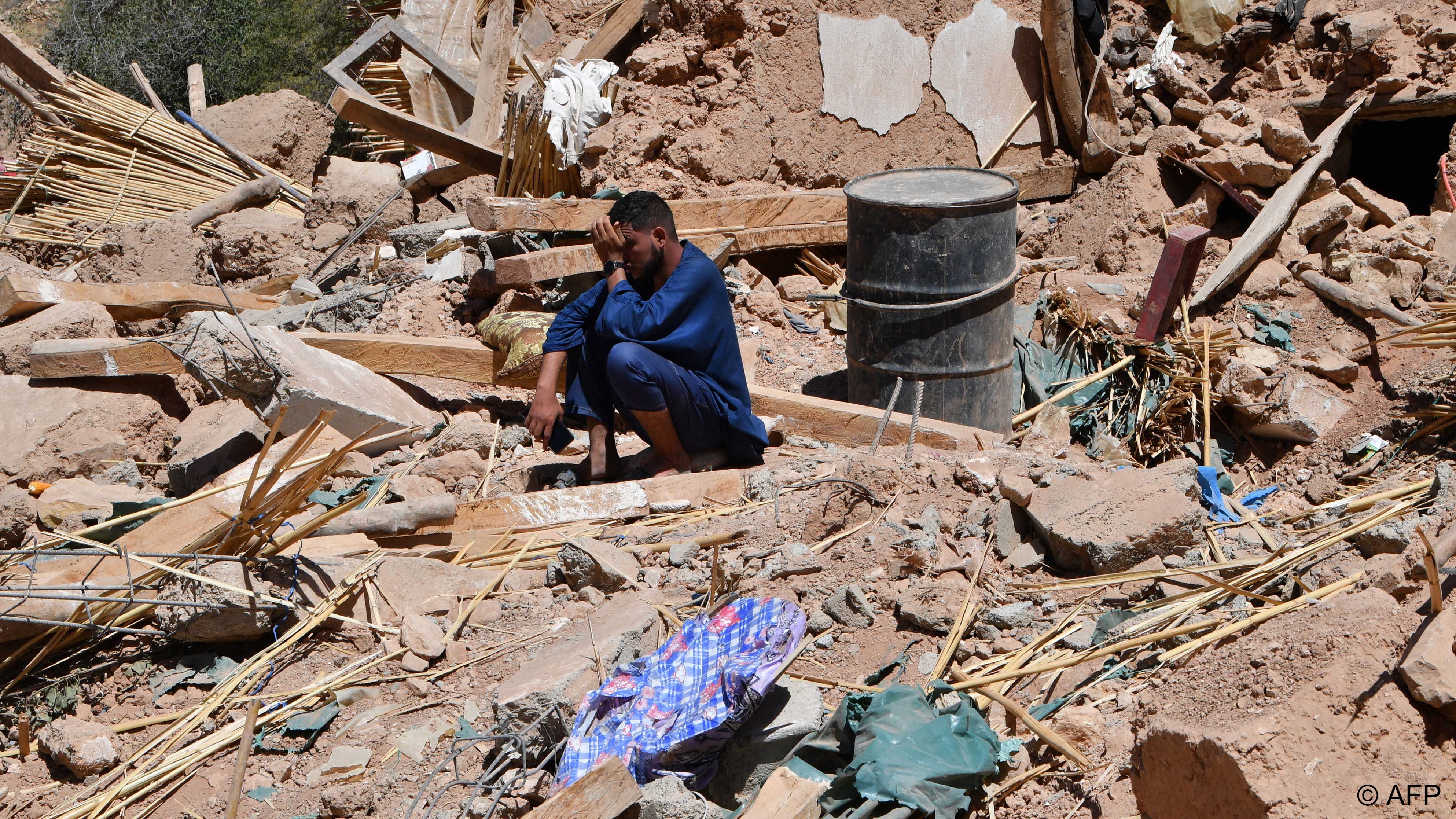 The village of Tikht near the epicentre of Morocco's massive earthquake was effectively destroyed (image: Fethi Belaid/AFP) 