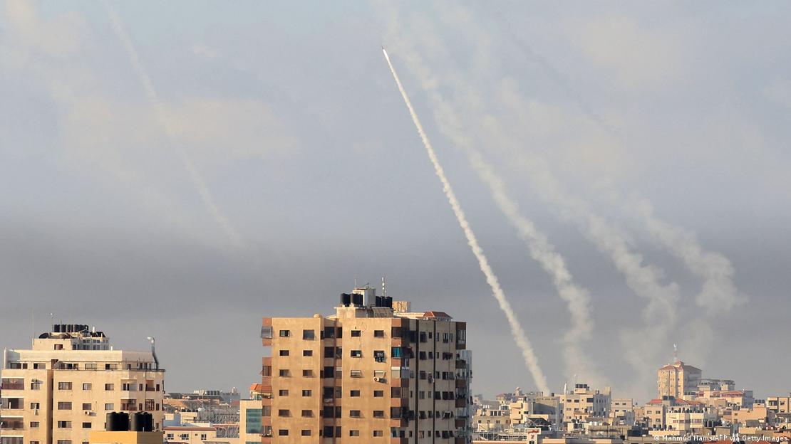 Rockets heading for Israel (image: Mahmud Hams/AFP via Getty Images)