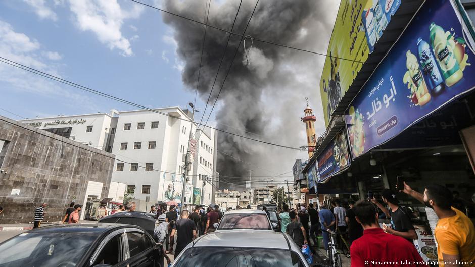 Smokes rises following an Israeli air strike on Gaza City