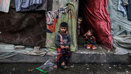 Displaced Palestinian children in the Gaza Strip