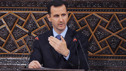 Syrian President Bashar al-Assad addressing parliament (photo: AP)