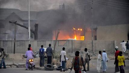 Site of the bomb attack in Kano, Nigeria, on 20 January 2012 (photo: Reuters)