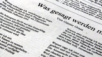Grass's poem, published in Germany's daily ''Süddeutsche Zeitung'' (photo: dpa)