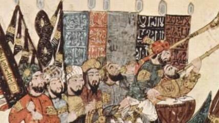 Yahya ibn Mahmud al-Wasiti, the 7th Maqāma of Maqamat al-Harīrī dating from the mid-10th century, with a 13th century illustration