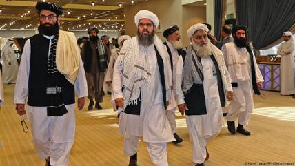 Members of the Taliban negotiating delegation in Doha.