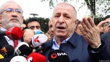 Umit Ozdag faces a media scrum, having issued a direct challenge to the Turkish Minister of the Interior.