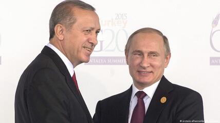 رئيس تركيا رجب طيب إردوغان ورئيس روسيا فلاديمير بوتين.