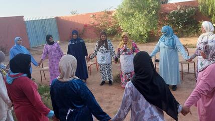 مبادرة تمكين المرأة والزراعة المستدامة "برنامج تحيَّل" - مشاركات في ورشة التمكين متكاتفات خلال الحفل الختامي - المغرب.