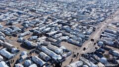 This aerial picture taken on January 27, 2024 shows a view of al-Hol camp in Syria's northeastern Al-Hasakah Governorate