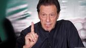 Pakistan's former Prime Minister Imran Khan, gestures while giving an address