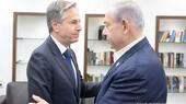 U.S. Secretary of State Antony Blinken (left) visits Israeli Prime Minister Benjamin Netanyahu (right)