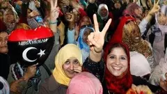 Libya's women celebrate at Saha Kish Square in Benghazi, Libya, Sunday Oct. 23, 2011 as Libya's transitional government declare liberation of Libya after months of bloodshed that culminated in the death of longtime leader (photo: dapd)