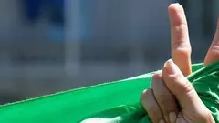 Green ribbon as a symbol for the Iranian Green Movement (photo: AP)