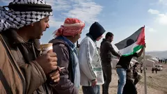 Palästinensische Aktivisten der Zeltstadt Bab al-Shams im Westjordanland; Foto: dpa/picture-alliance